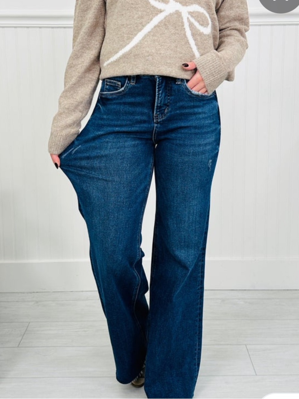 MOCO Wide Leg Stretch Denim Dark Wash Ankle  w/29” inseam Size 11/30